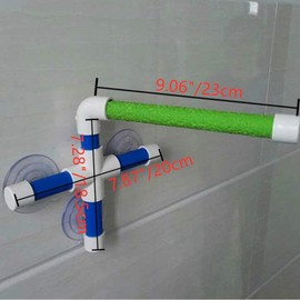 Litewood Bird Shower Perch Portable Suction Cup Parrot Window Wall Stand Toys for Small Medium Large Macaw Cockatoo African Grey Budgies Parakeet with Scrubbing Wooden Stick Non-Slip (1Stick)