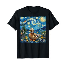 Van Gogh's Starry Night Style Earth Day Duck Wildlife Art T-Shirt