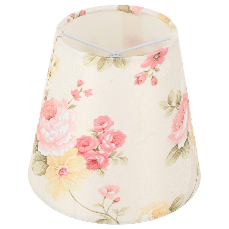 Cloth Lamp Shade Flower Pattern Clip On Bulb Lampshade for