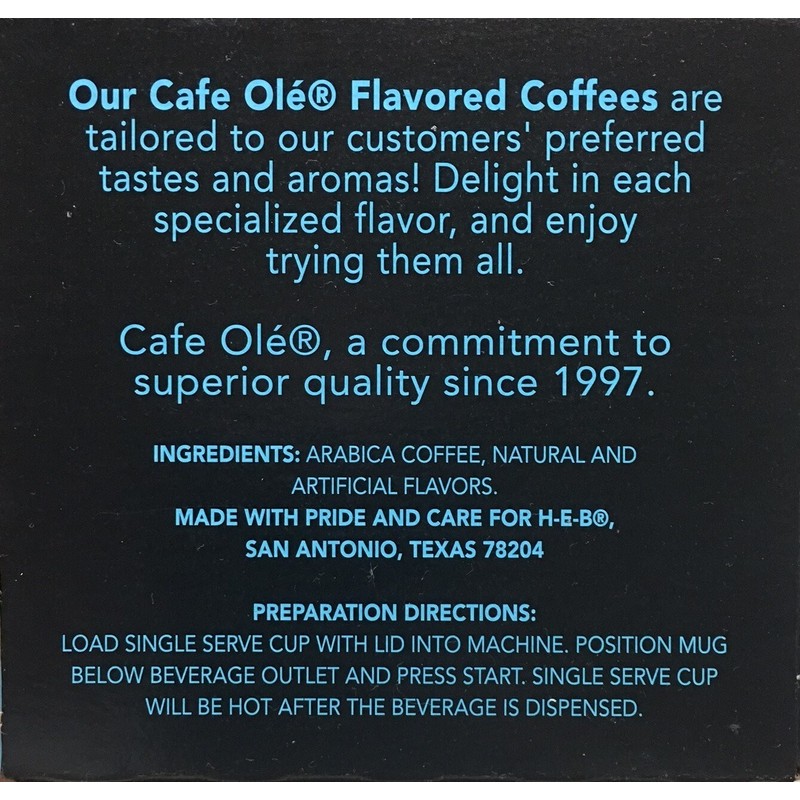 H‑E‑B HEB Cafe Ole TEXAS PECAN Single Serve Medium Roast