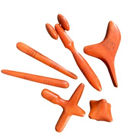 Lungcha 5 Types, 6 Piece Set - Traditional Thai Massage Reflexology Stick Tool with The Usage Guide and Tools Bag. (Set of 5 Types Full Body Massage)