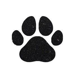 Paw Print Iron On Decal, Versatile DIY Iron-On Decal: 28 Colors, 5 Sizes for T-Shirts, Sweatshirts, Bags, Hats & More, HTV Graphic Patch for Animal Lovers, Ready To Apply (Black Glitter)