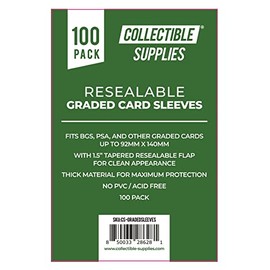 Resealable Graded Card Sleeves/Bags with 1.5" Tapered Flap Collectible Supplies (100 pack)