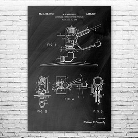 Impulse Sprinkler Poster Print, Sprinkler Blueprint, Lawn Care Art, Landscaper Gifts, Hardware Store Art, Garage Decor Black Chalkboard (13 inch x 19 inch)