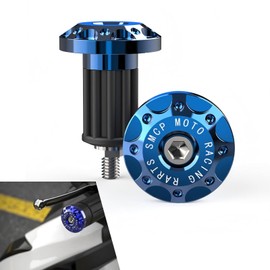 Opuweiy Motorcycle Bar End Plug, 7/8'' Handlebar Grip End Caps, Aluminum Alloy Handle Plug, Replacement for Kawasaki, Suzuki, Yamaha, Dirt Bike (Blue, 2PCS)