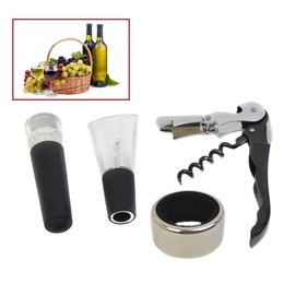 4 in 1 Stainless Steel Wine Tool Gift Set Bottle Opener Corkscrew Stopper Pourer