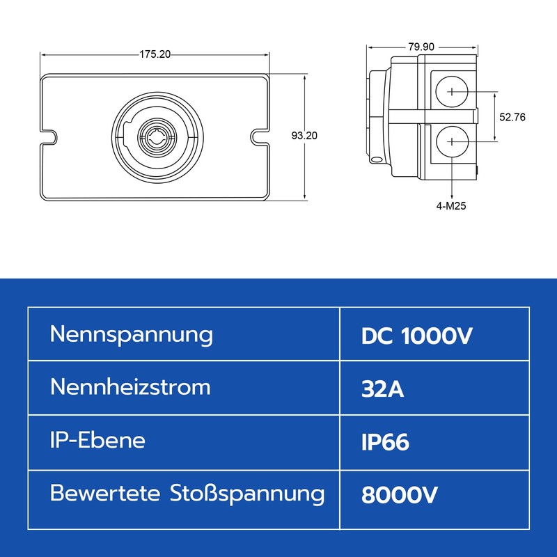 WSPIHO DC Isolator Switch PV System 32 A 1000 V,