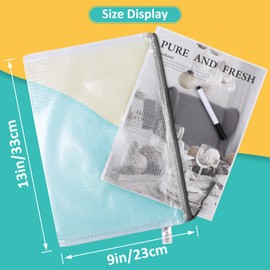 YOPCDJ 12pcs Mesh Zipper Pouch Bags, A4 Puzzle Bag for Organizing Storage Bag, File Bags for Office, Board Games and Home Supplies