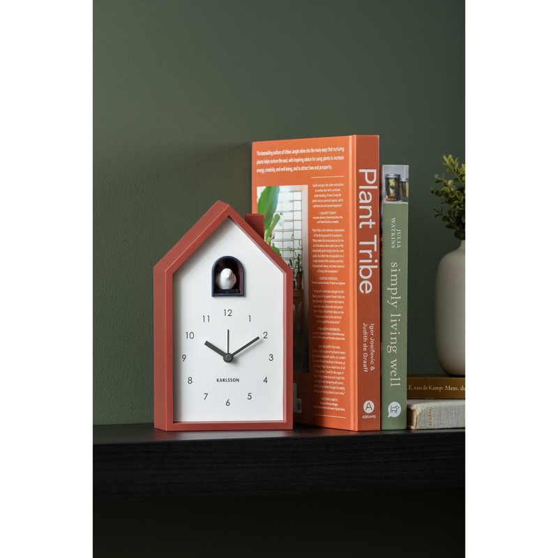 Karlsson Modern Cuckoo Alarm Clock in Red Ochre