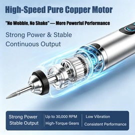 Diymore Mini Cordless Electric Engraving Pen, Rotary Tool Kit with 20 Bits, Type-C Rechargeable,3-Speed LED Display for Wood Carving,Metal Etching,Polishing,DIY Crafts Fathers Day Dad Gifts
