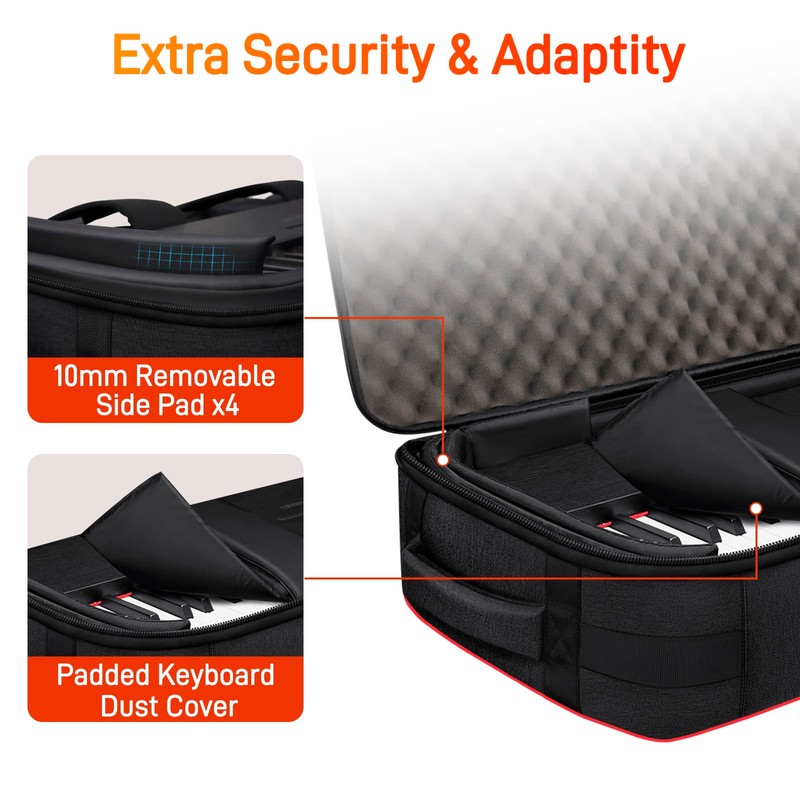 SNIGJAT 88 Key Keyboard Case with Wheels, Full Padded Piano