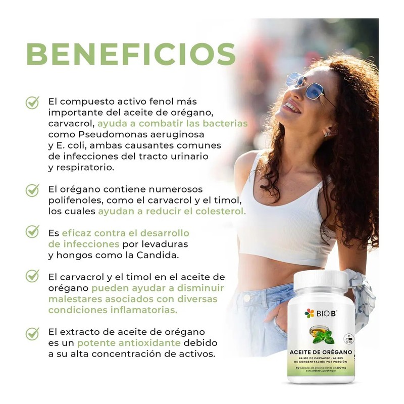 Bio B Aceite De Orégano Cápsulas Con 88 Carvacrol, 60