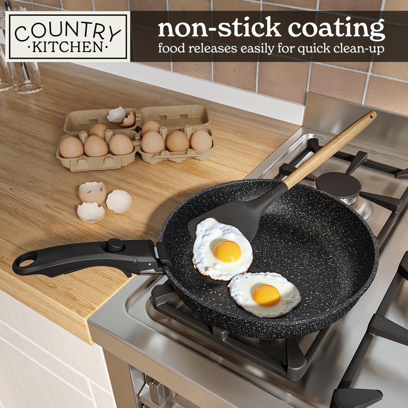 Country Kitchen Cookware Set with Removable Handle, Oven & RV