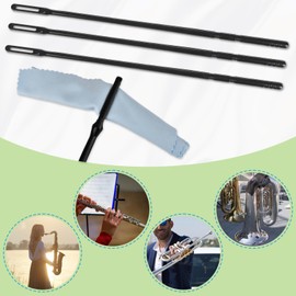 CONLI Flute Cleaning Kit with 4 Flute Cleaning Rod and 8 Flute Cleaning Cloth, Cleaning Kit Flute Swab Flute Polishing Cloth for Musical Instruments Polishing and Cleaning