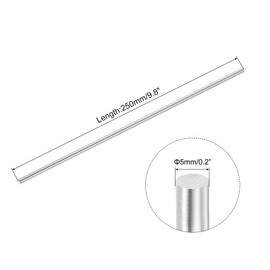 uxcell 5mmx250mm 304 Stainless Steel Solid Round Rod for DIY Crafts - 9pcs