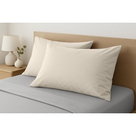 Comfort Beddings 100% Organic Cotton Pack of 2 Youth Pillowcases 16x22 Linen Pillow Cases with Envelope Closure, Crisp Percale Weave, Soft & Cooling Pillow Covers (Size-16x22, Linen)