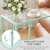 C Shaped Table,Glass Side End Table for Sofa,Tempered Glass Snack