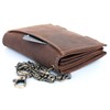 Men's Natural Genuine Leather Wallet with Metal Chain with Scorpion