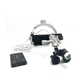 3.5X Loupes Binocular Glass Magnifier Leather Headband DY-108 New Type with LED Headlight (Black)