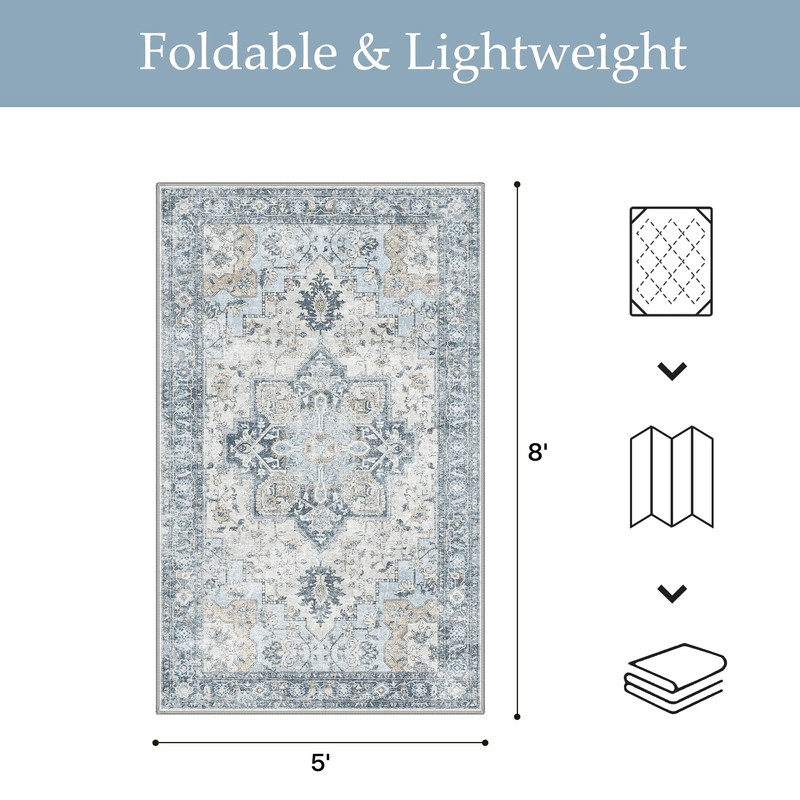 GENIMO Outdoor & Indoor Area Rug 5'x8', Waterproof, Non-Shedding, Easy