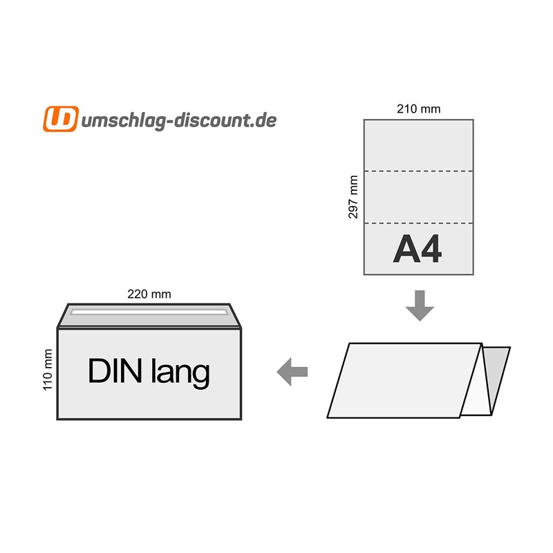 100 Window Envelopes, 220 mm x 110 mm, Yellow, Light