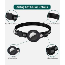 Unbranded AirTag Cat Collar Reflective Pet Collar With Bell Breakaway Safety-(ORANGE )