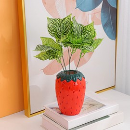 Arawat Strawberry Vase Deco Living Room Modern Vases Red Strawberry Decor Strawberry Vase Beautiful Flower Vase Deco Aesthetic Blossom Vase Red Berry Tulip Vase Raspberry Vase Pampas Grass Flowers