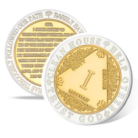 Golden Hope 1 Year Sobriety Coin, Affirmation AA Chips, Addiction Recovery One Years Sober Medallions, Celebrating Anniversary Token, Alcoholics Anonymous Sobriety Gifts for Men Women