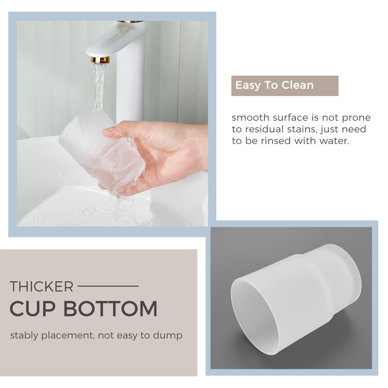 Glass Tumbler Cap 2 Pack, Aomasi Frosted Bathroom Rinsing and