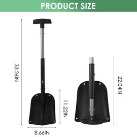 AS SHIHUA TEC COMPANY Collapsible 3-in-1 Aluminum Compact Snow Shovel for Car, Truck, Snowmobile, Camping, Gardening, Snow Removal,Snow Shovels for Snow Removal,Black.