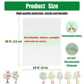 Plant Netting for Garden,10X36 FT Garden Cicadas Netting Pest Barrier, Ultra Fine Garden Mesh Bug Bird Netting for Vegetable Fruits Tree Blueberry Bushes Flowers Crops Greenhouse Row Cover Raised Bed