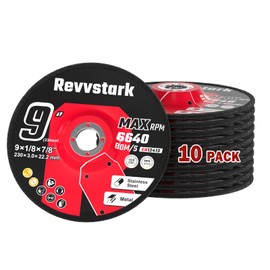 Revvstark 10 Pack Grinding Wheels 9 Inch, Grinder Wheel for General Purpose Metal & Stainless Steel, Aluminum Oxide Grinding Disc 9 in for Angle Grinder, Depressed Center 9" * 1/8" * 7/8"