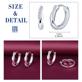 Yumilok Women's Earrings Wave Twisted Rope Hoop Earrings Small Cubic Zirconia 925 Sterling Silver Hoop Earrings for Women, Sterling Silver