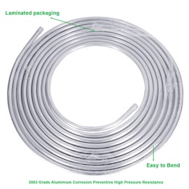3/8 Metal Fuel Line,3/8" OD Aluminium Coiled Tubing Hard Tube for Refrigeration Tubing, Automotive Oil Pipe,Brake Line, Metal Gas Line, 16FT