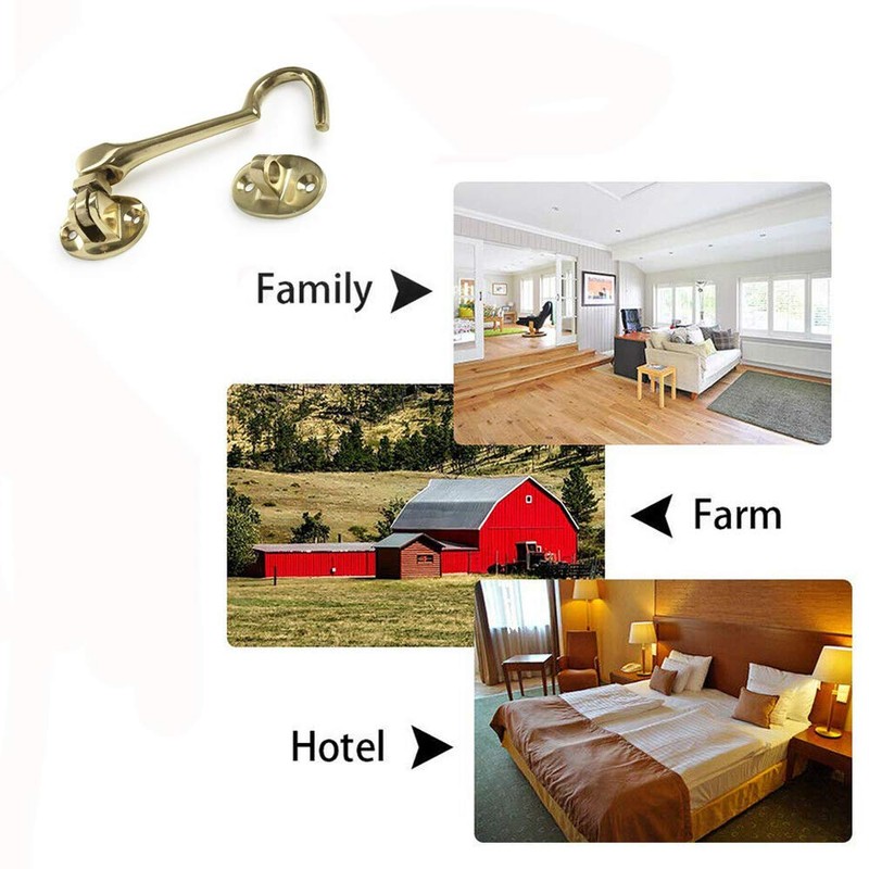 Dzina Silent Cabin Hook & Eye Brass Gate Hook and
