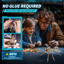 Shepatio 3D Puzzles for Adults, Metal Model Kit Wasp Mechanical Puzzle for Adults/Teens, DIY Creative Craft Gifts Kits Difficult Assembled 3D Puzzle for Family Time, Home Decor (Gold)