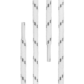 Di Ficchiano 1 or 2 Pairs of Round Shoelaces, 4.5 mm Diameter, for Work Shoes, Trekking Shoes, Boots, Shoelaces, Very Tear-Resistant, 70 cm - 220 cm Length, Polyester I Shoe Laces, white/grey