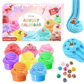 SESAMELESS Slime Advent Calendar 2024, Christmas Slime Advent Calendar 24 Days Countdown Calendar with Funny Kit Gift for Boys Girls Kids