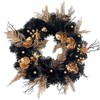 Black and Gold Elegantly Goth 20" Wreath, Spooky Horror Themed