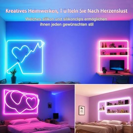 Heromind 10 m Neon LED Strip, Light Strip with Remote Control & App Control, IP67 Waterproof Flexible Neon LED Strip, RGB LED Strip Rope Lamp for Bedroom, Living Room, Holiday Decoration