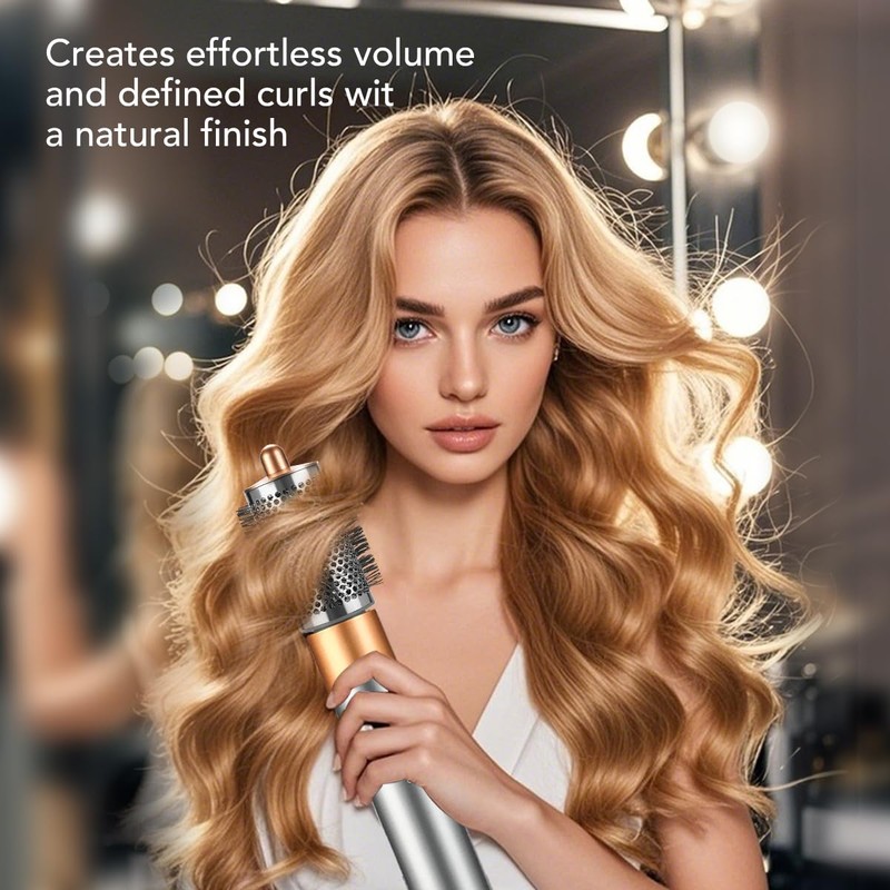 SAZIKA Large Round Volumizing Brush for Dyson Airwrap Styler, Nickel/Fuchsia