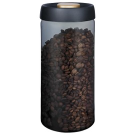 Coffee Bean Storage Container Airtight, Lid Sealed with Press-Down Vacuum, Borosilicate Glass Coffee Canister, Food Storage, Coffee Barfor Ground Coffee, Tea, Beans, Spices (Gray 60.9oz)