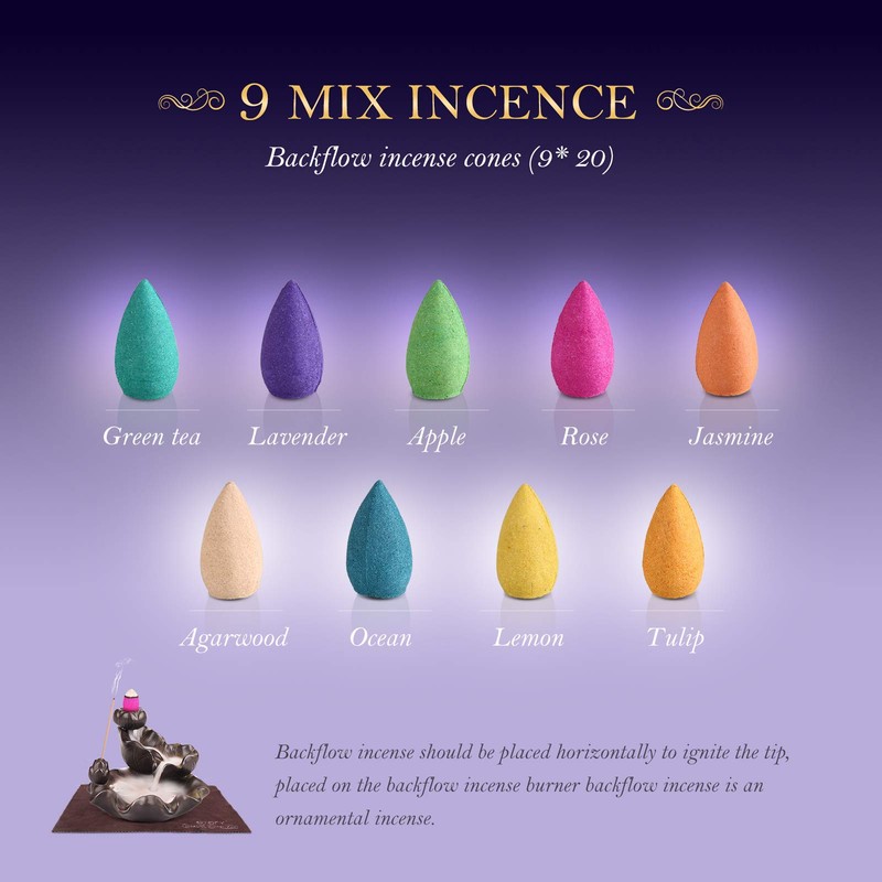 OTOFY Backflow Incense Cones 180 Pcs of 100% Natural Handwork
