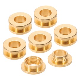 PATIKIL 8 mm (1/3 inch) Solid Brass Hole Eyelets, 6 Pieces Flat Self-Locking Eyelets with Washer for Shoes, Clothing, Craft, Bag, Leather Craft, Light Gold