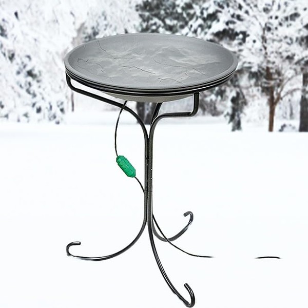 Prime Retreat Heated Bird Bath w/Metal Stand, Cord Connector, &