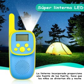 Walkie Talkie Recargable para Niños 400mAh, Largo Alcance de Transmisión con 22 Canales, Walkie Talkie para Niños con Linterna 3-14 años para Actividades en Interiores o Al Aire Libre 1 Par