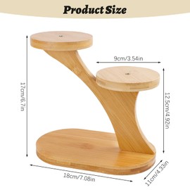 JUMRHFAN Small Wooden Plant Stand, Window Sill Plant Rack, Round Plant Stand for Table, Plant Stand for Desk for Office, Bedroom (2-Tier)