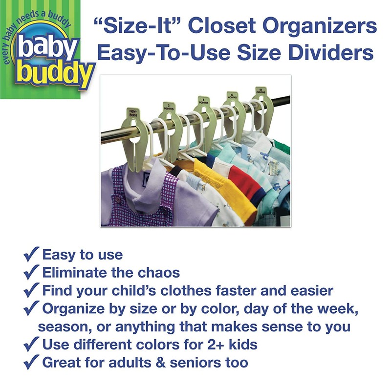 Baby Buddy Size-It Baby 5 Piece Closet Organizer Dividers, Grey