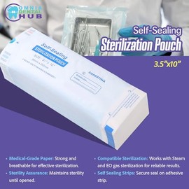 Omnia - 1000 bolsas de esterilización autosellantes de 3.5 x 10 pulgadas | Bolsas esterilizadoras autoclave con indicadores duales para instrumentos m