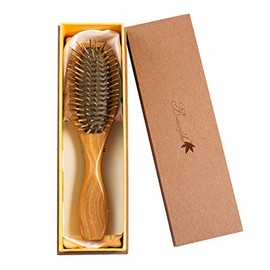 Breezelike Cepillo de pelo para mujer, desenredante de cerdas de madera sin estática, cepillo de madera natural para desenredar el cabello de sándalo 